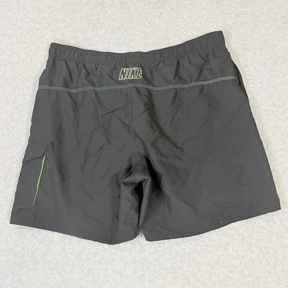 Nike Mens Board Shorts Black Lime Green Mesh Lined Swim Trunks Size L RN 37966